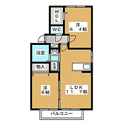 グレイスアベニュー上浜町B 2LDKの間取図画像