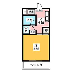コーポK&R 1Kの間取図画像