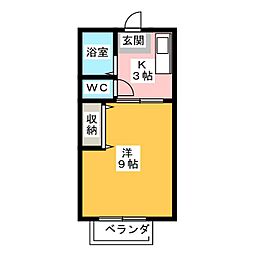 アヴァンウェールICHIKAWA 1Kの間取図画像