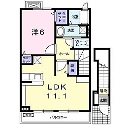 ジャスティス 1LDKの間取図画像