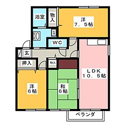 ロイヤルコート 1階3LDKの間取り