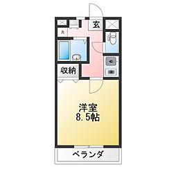 フラワーアイランド江島2 1Kの間取図画像