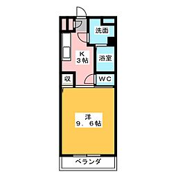 セントリバーヒルズひばりが丘2 1Kの間取図画像