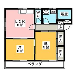 パルミラΣ 2DKの間取図画像