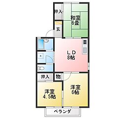 グランドハイツ清水2 3DKの間取図画像