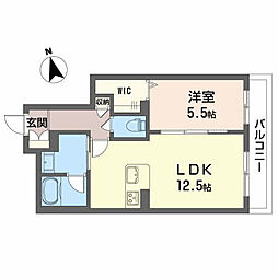 ラ・ボンヌシャンヌ 1LDKの間取図画像