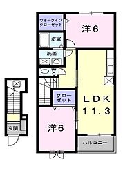 アルカンシエル 2LDKの間取図画像