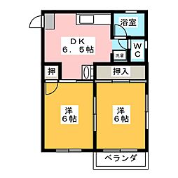 コーポジェントリーA 2DKの間取図画像