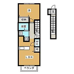ヒラソル岡野 1LDKの間取図画像