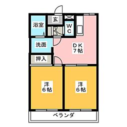 マ・シェリー 2DKの間取図画像