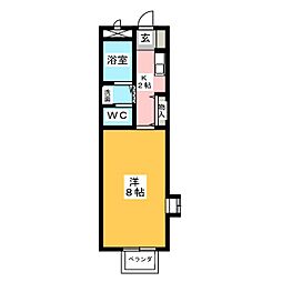 プチハイツ石井 1Kの間取図画像