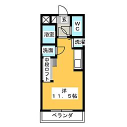 プランドールパルファン ワンルームの間取図画像