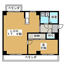 アバンハウス 1LDKの間取図画像