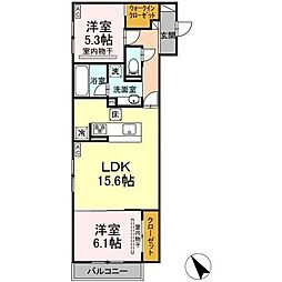 鈴鹿市須賀3丁目アパート 2LDKの間取図画像