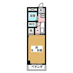 アバンハウス 1Kの間取図画像