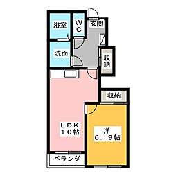 ベルエイト 1LDKの間取図画像