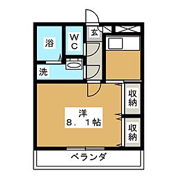 エマーブル矢橋 1Kの間取図画像