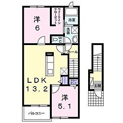 エルシェアート南風 2LDKの間取図画像