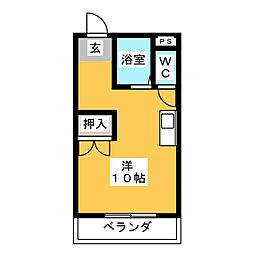 メゾンフラワー ワンルームの間取図画像