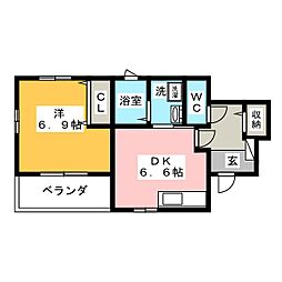 コンフォートセブン 1DKの間取図画像
