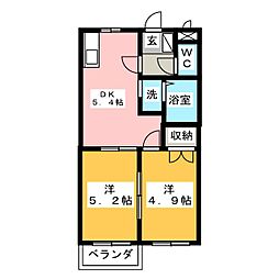 ファミール尾崎 2DKの間取図画像