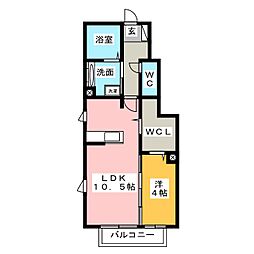 ブルームーン 1LDKの間取図画像