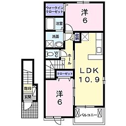 メイプルヴィラ1 2LDKの間取図画像