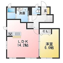 リーフガーデンハイツA棟 1LDKの間取図画像