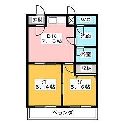 NiCHE 2DKの間取図画像