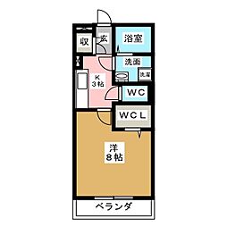 フジコーコ野田 1Kの間取図画像