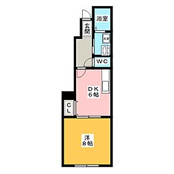 パンプキンD 1DKの間取図画像