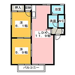 パストラルA 2LDKの間取図画像