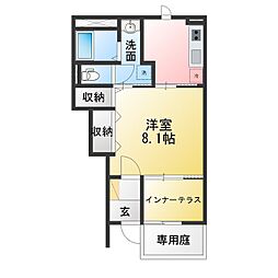 ベルクレイン 1Kの間取図画像