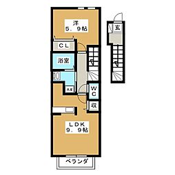 ヒューゲルプラース 1LDKの間取図画像