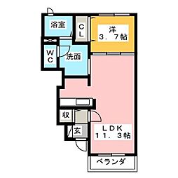 カーザ・ラッフィナート 1LDKの間取図画像