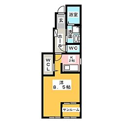 パラッツオヴィヴィ ワンルームの間取図画像