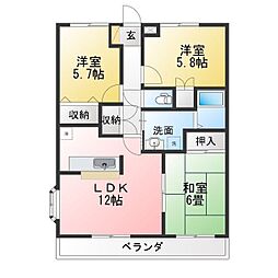 フェアーフィールド・イン 3LDKの間取図画像