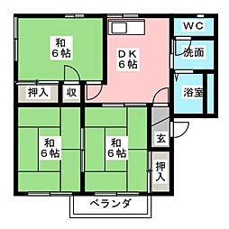タウンスギモトA 3DKの間取図画像