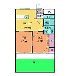 ブランシュール 2LDKの間取図画像