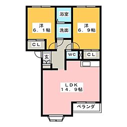 メゾンコンフォースA 2LDKの間取図画像