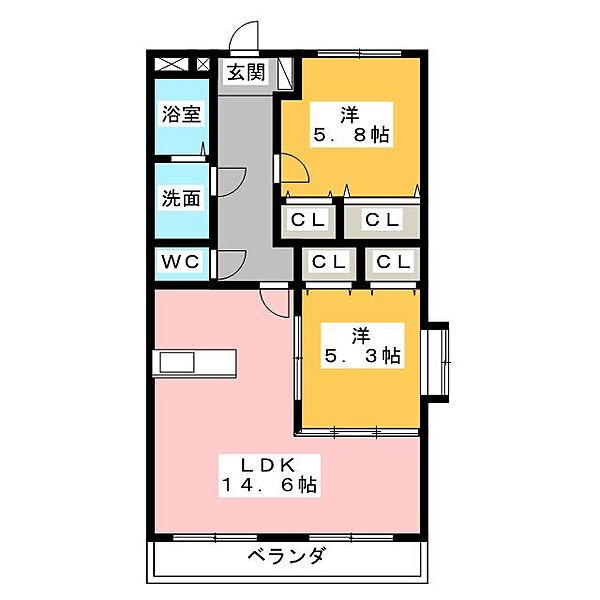 ピュアタウンII ｜三重県伊勢市小俣町明野(賃貸マンション2LDK・2階・60.90㎡)の写真 その2