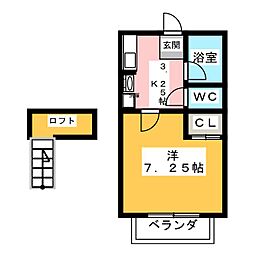 パルテール 1Kの間取図画像