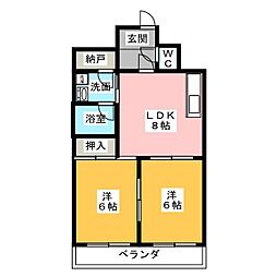 リバーベル 2DKの間取図画像