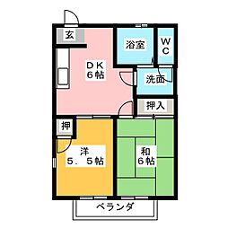 エルコート華 2DKの間取図画像
