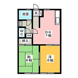 ミルキーウェイ 2DKの間取図画像