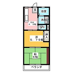 林ハイツ 2DKの間取図画像