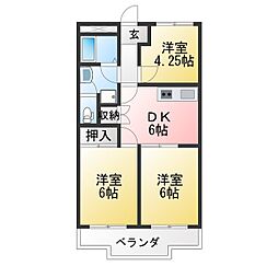 クィーンパレスA 3DKの間取図画像