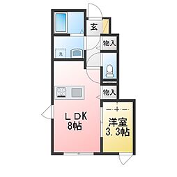 ベルリード伊勢志摩 1LDKの間取図画像