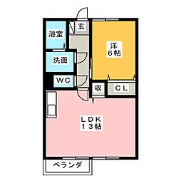 ウエストヒルズ船江山 1LDKの間取図画像