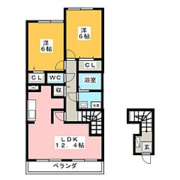 プティ・ヴェルジェC 2LDKの間取図画像